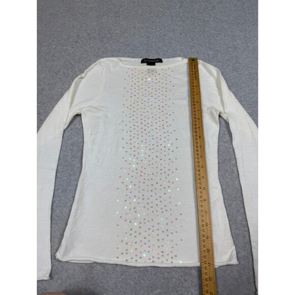 Y2K 52 Weekends Womens Size S White Sequin Long Sleeve Light Sweater Top *Flaws - Picture 8 of 9